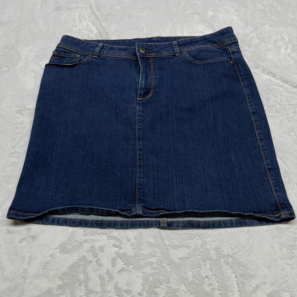 Womens Denim Mini Skirt 18 Plus Blue Stretch Casual Classic Everyday‎ Plus Size